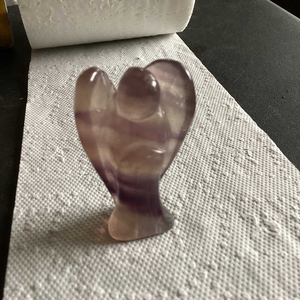 2” Rainbow Fluorite Angel Purple Clear Crystal Helper Guide